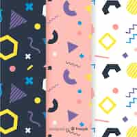 Free vector colourful memphis pattern collection