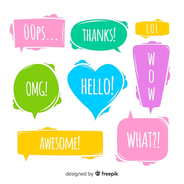 Free Vector colourful speech bubbles with different expressions