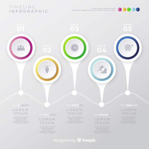 Colourful timeline infographic elements