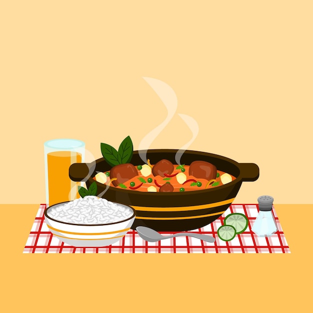 Free vector comfort food illustration with meal