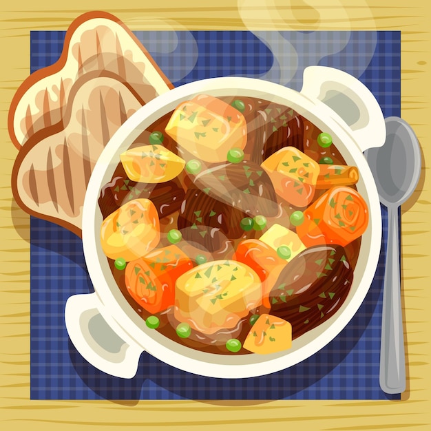 Free vector comfort food illustration with meat and veggies