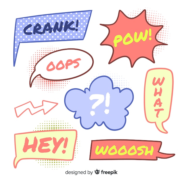 Free vector comic colorful speech bubble collection