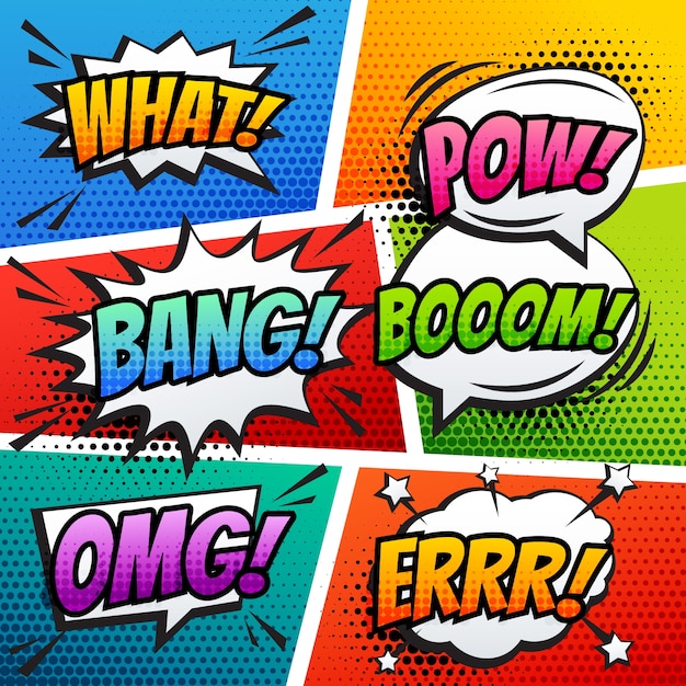 Free vector comic sound speech bubbles