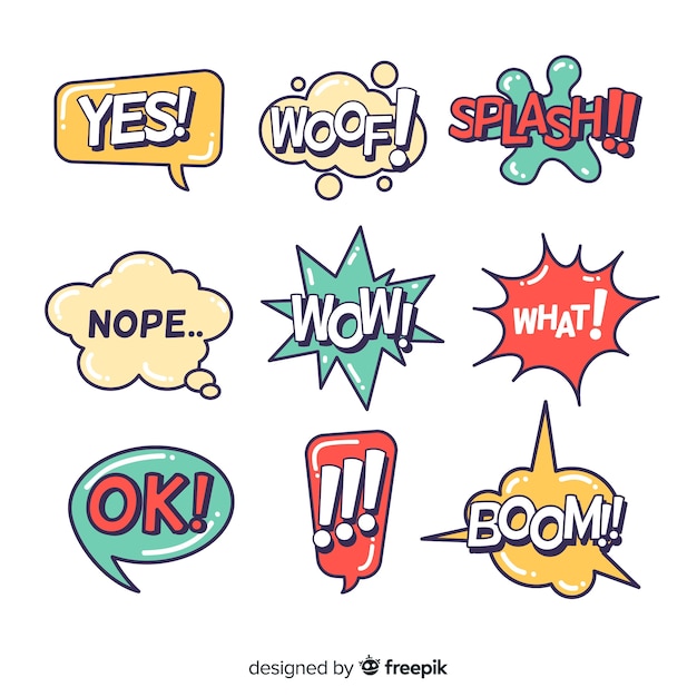 Comic speech bubbles set