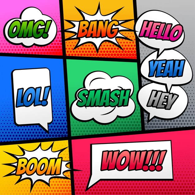 Comic text speech expression effect on book strip