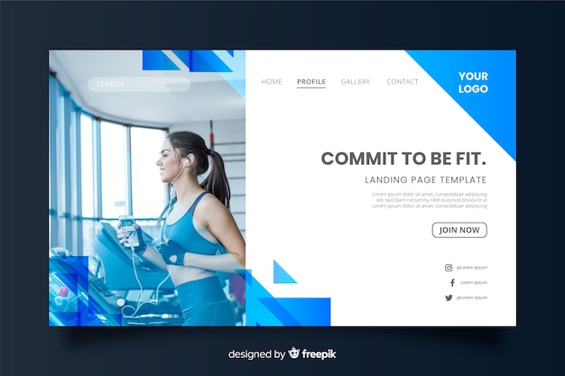 Free vector commit gym promotion landing page