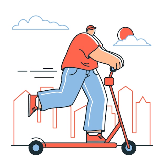 Free Vector commuting by scooter concept illustration