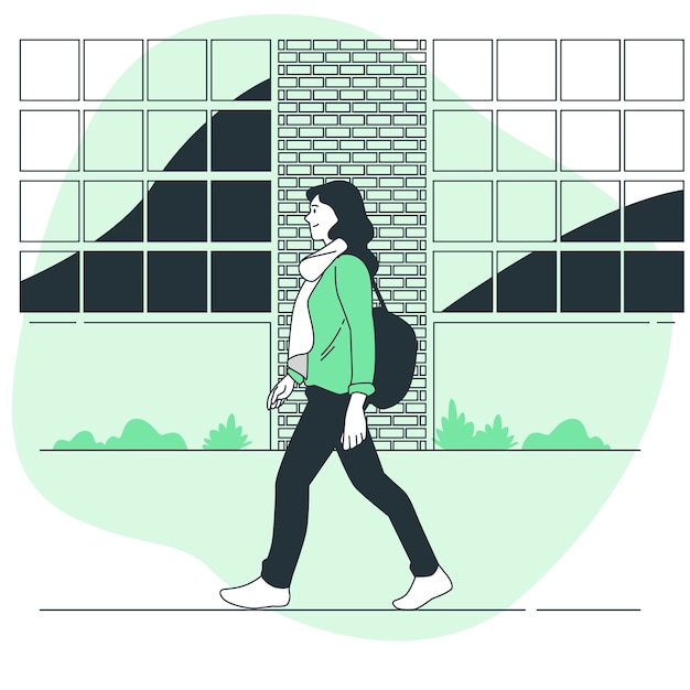 Free vector commuting on foot concept illustration