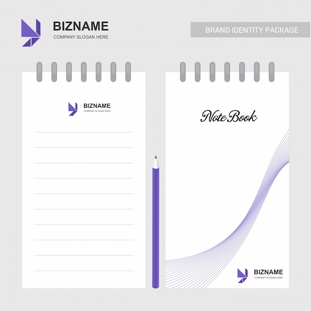 Free Vector company design notepad with logo and stylish design 