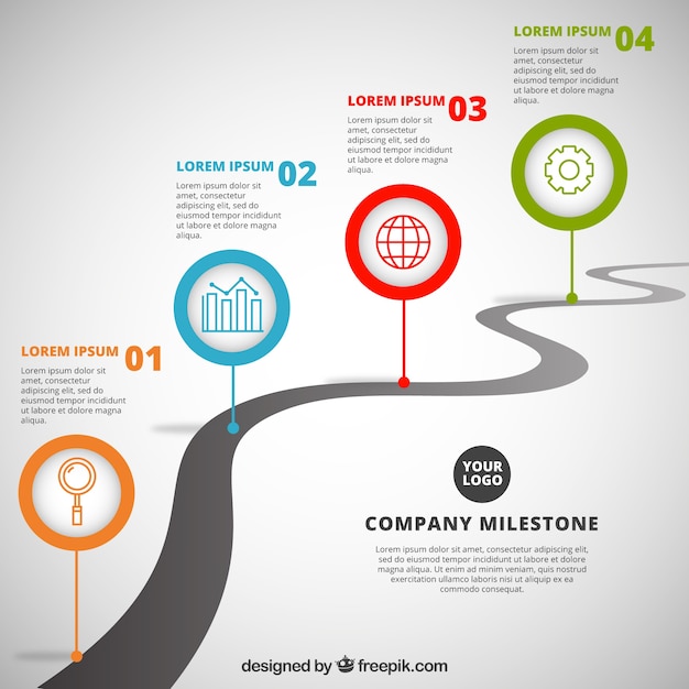 Free Vector company time line with professional style