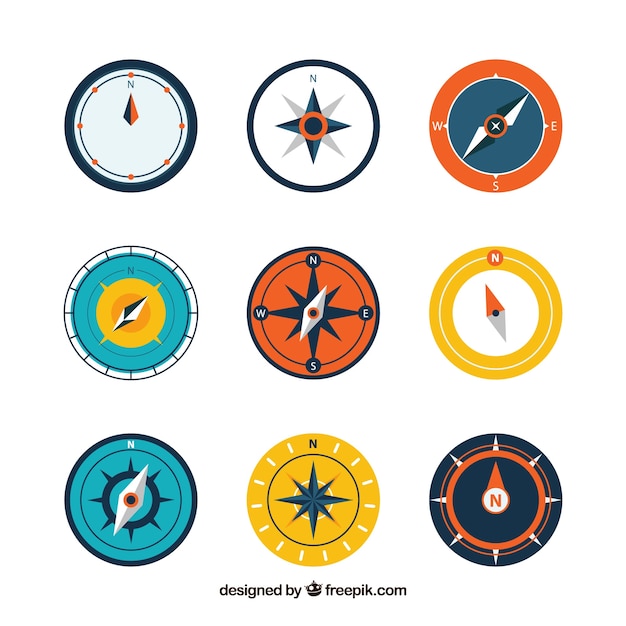 Free Vector compass pack of nine