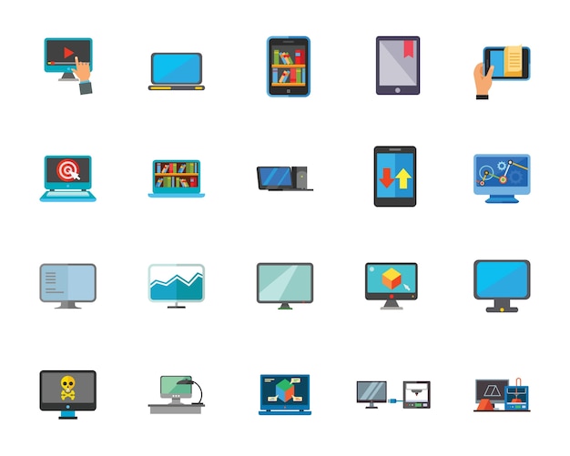 Free Vector computer technology icon set