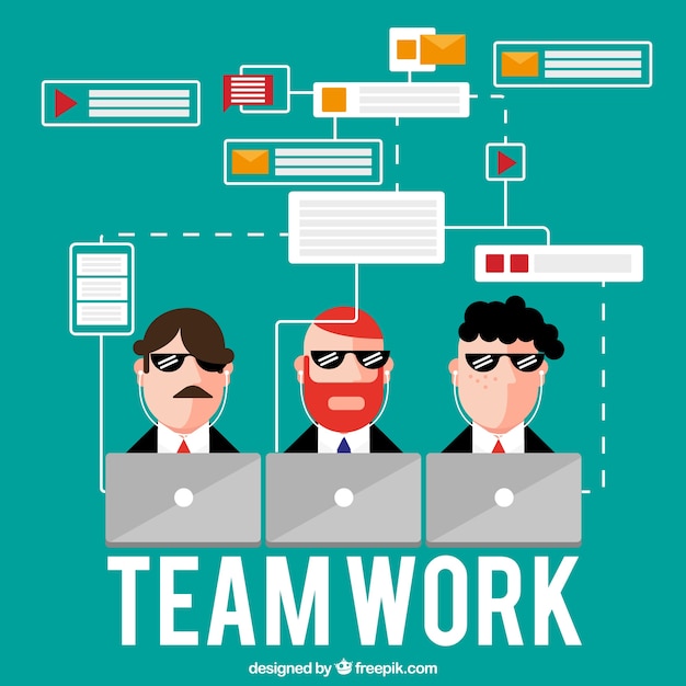 Free Vector concept about teamwork, three employees