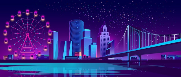 Free Vector concept background with night city