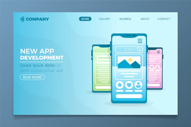 Concept for business landing page with phone template