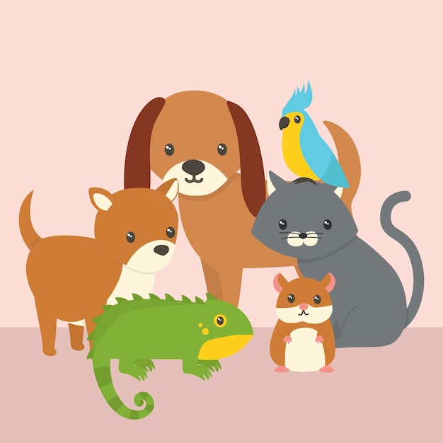 Free vector concept of cute different pets