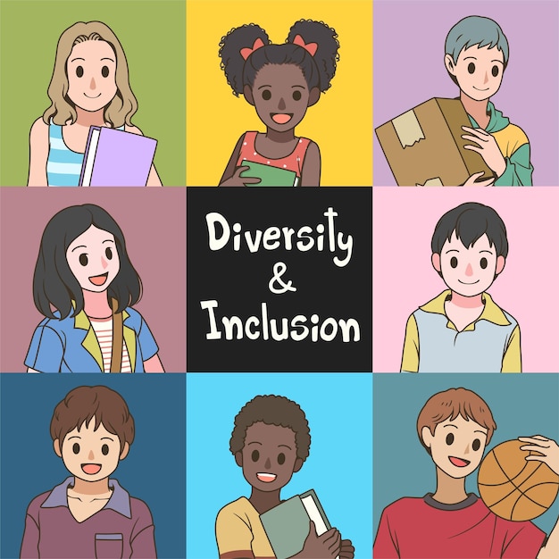 Free Vector concept of racial equality and antiracism socially diverse multicultural and multiracial people