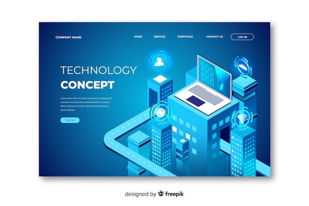 Free vector concept technology landing page template