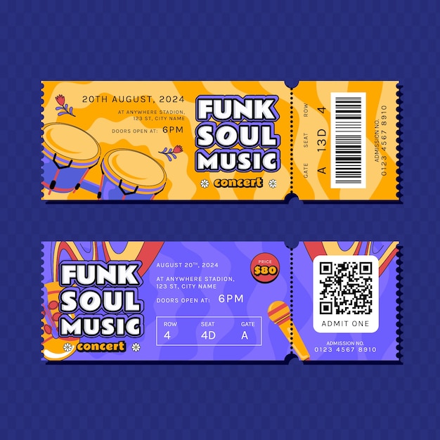 Free vector concert ticket template set