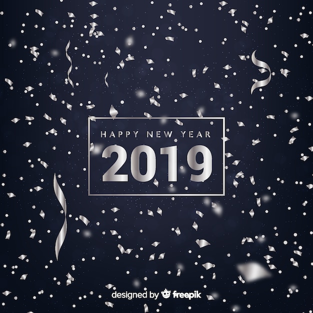 Free Vector confetti new year 2019 background