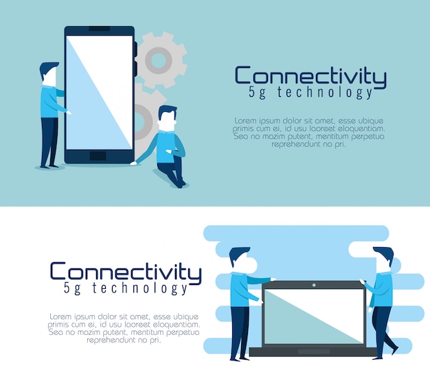 Free Vector connectivity 5g technology banners