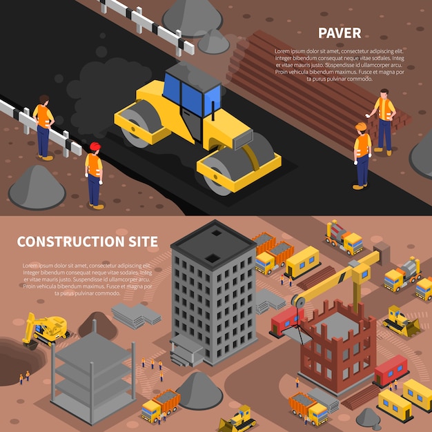 Free Vector construction banners set