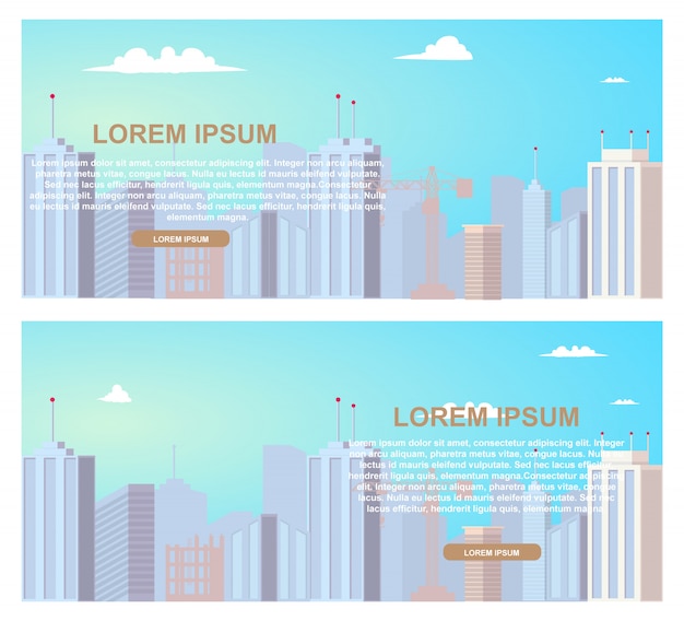 Free vector construction business flat vector web banners set
