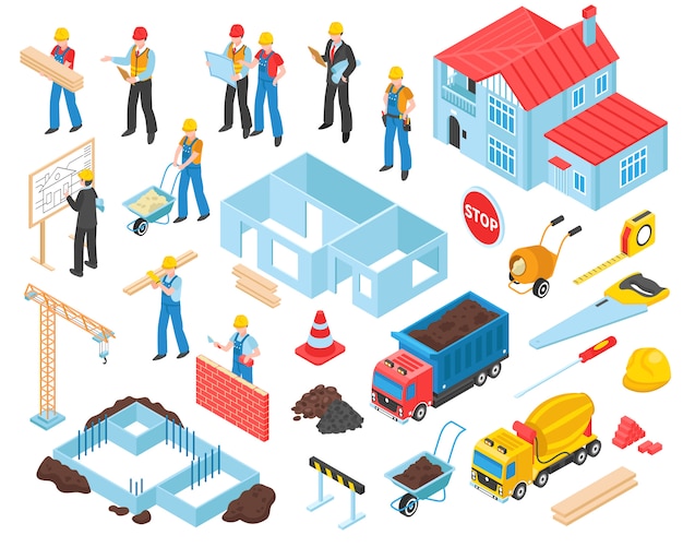 Free vector construction isometric elements set