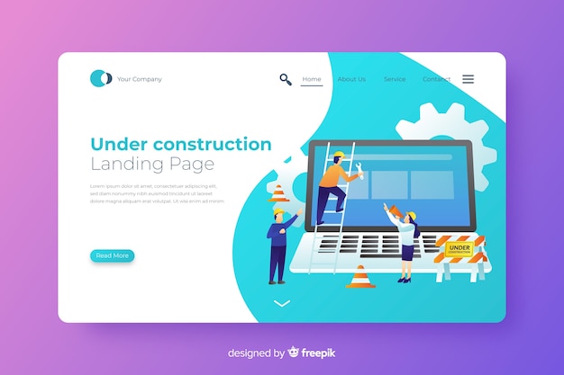 Free Vector under construction landing page