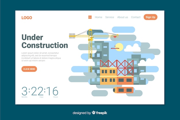 Free Vector under construction landing page