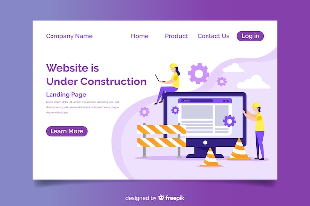 Free Vector under construction landing page