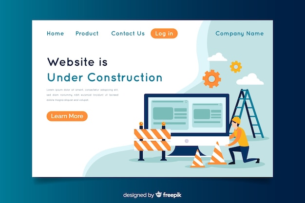 Free Vector under construction landing page