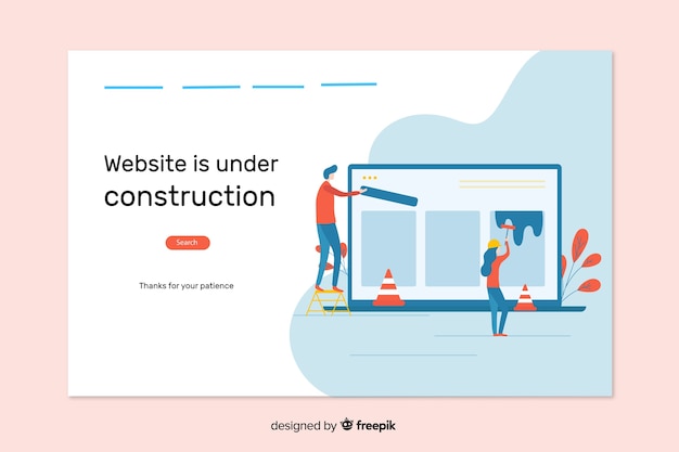 Free Vector under construction web landing page