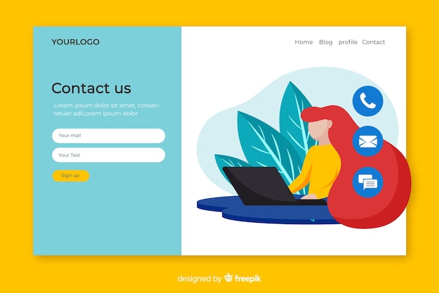 Free Vector contact us concept for landing page