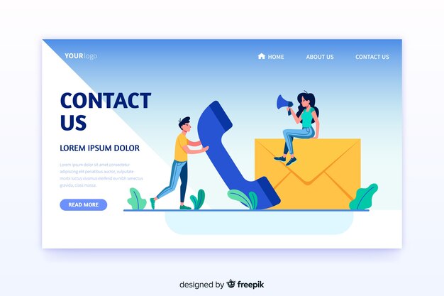 Contact us concept for landing page