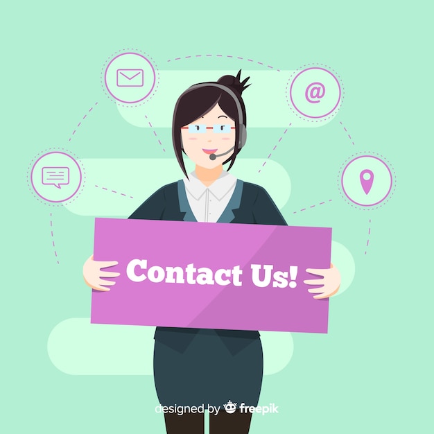 Free Vector contact us flat girl background