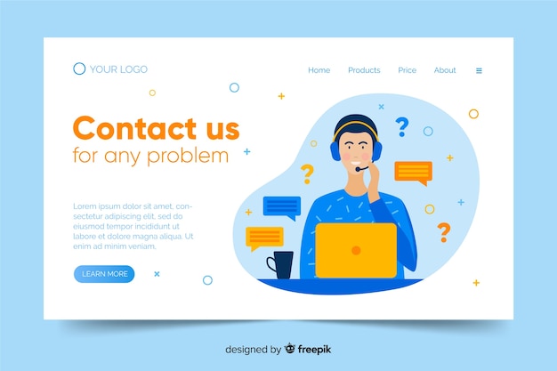 Free vector contact us landing page template