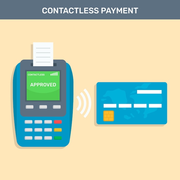 Free Vector contactless payment with flat credit card