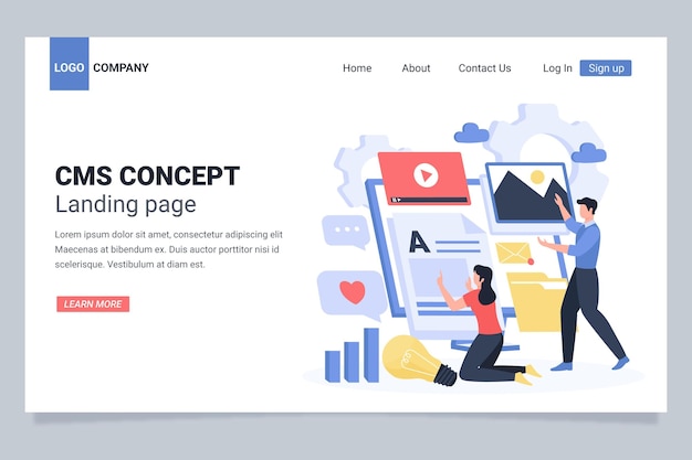 Free vector content management system landing page