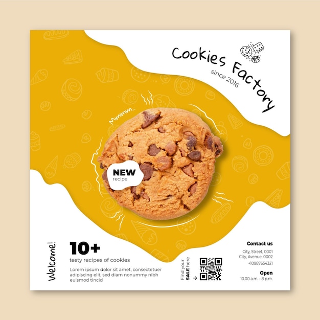 Free Vector cookies flyer square template