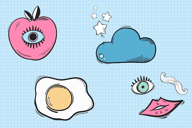 Free Vector cool doodle cartoon sticker vector