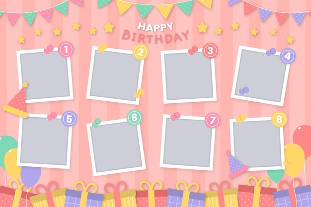 Free Vector copy space flat design birthday collage frame set