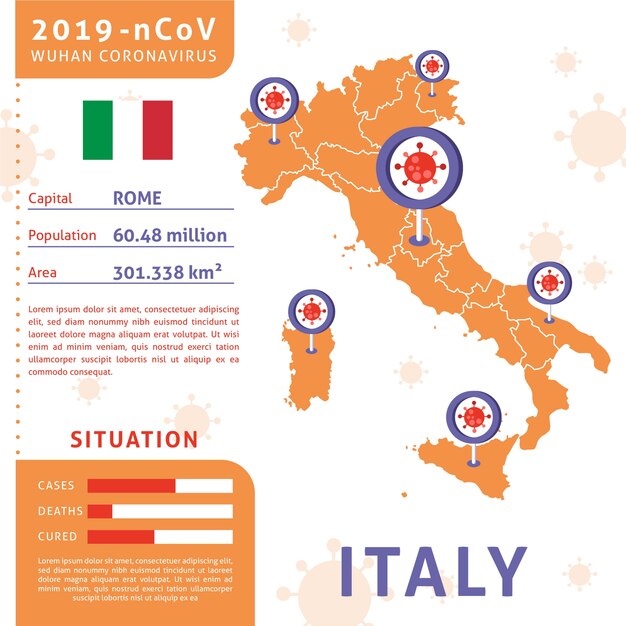 Coronavirus country map infographic