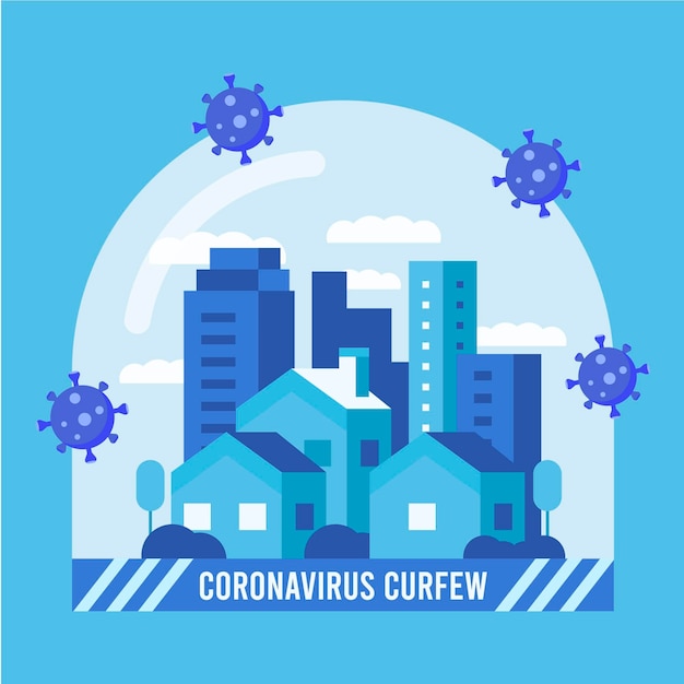 Free Vector coronavirus curfew concept