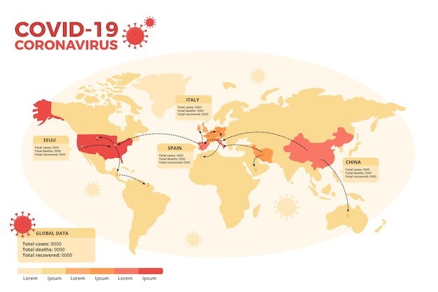 Free vector coronavirus map illustration concept