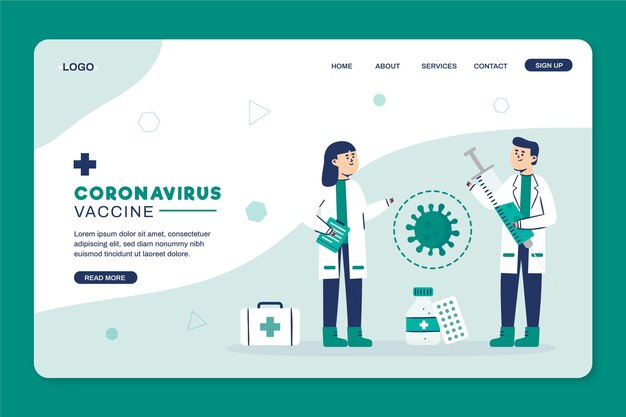 Coronavirus vaccine landing page template