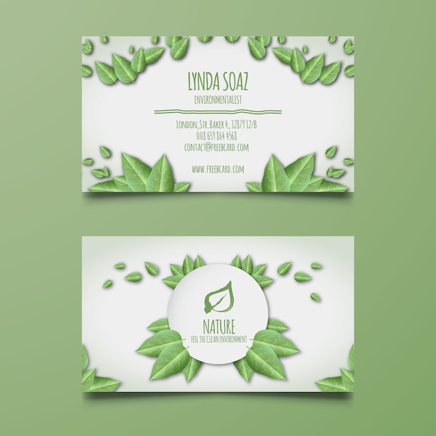 Free Vector corporate card with green leaves