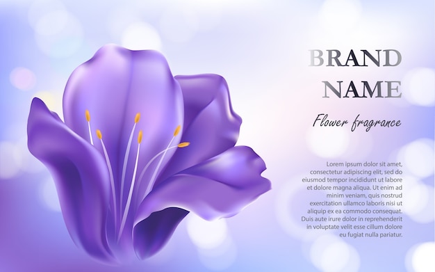 Free Vector cosmetic background with a purple flower