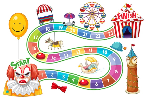 Free Vector counting numbers game template with circus theme