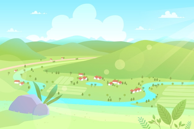 Free Vector countryside landscape illustration concept